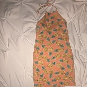 Body con/Fitted Forever 21 summer pineapple mini halter dress, size XS